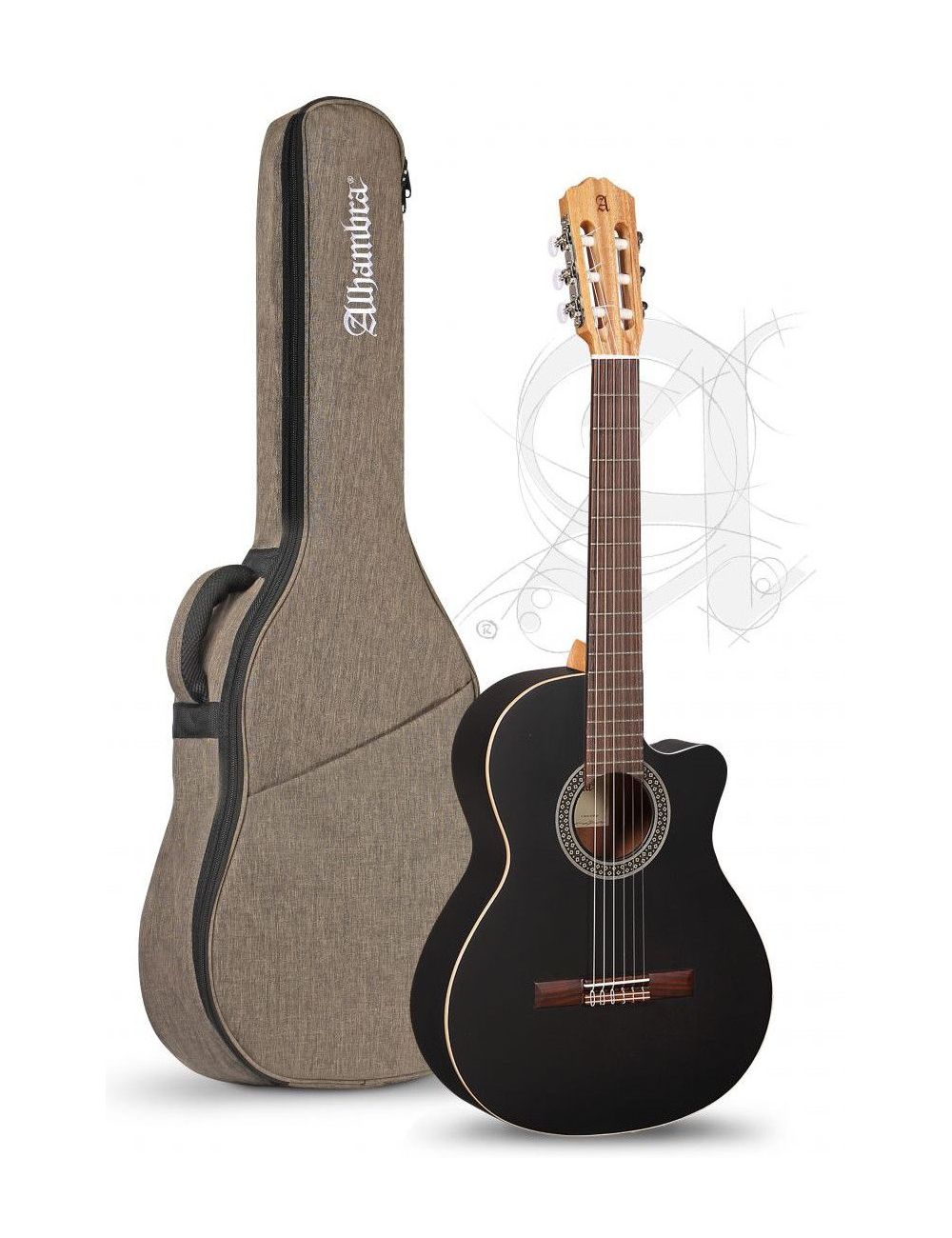 Alhambra Black Satin CW EZ guitare classique électro