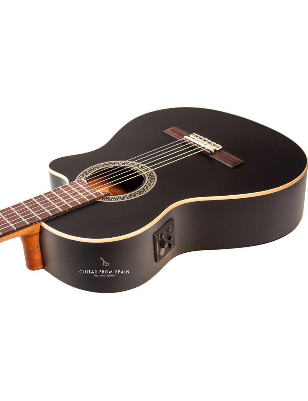 Alhambra Black Satin CW EZ guitare classique électro